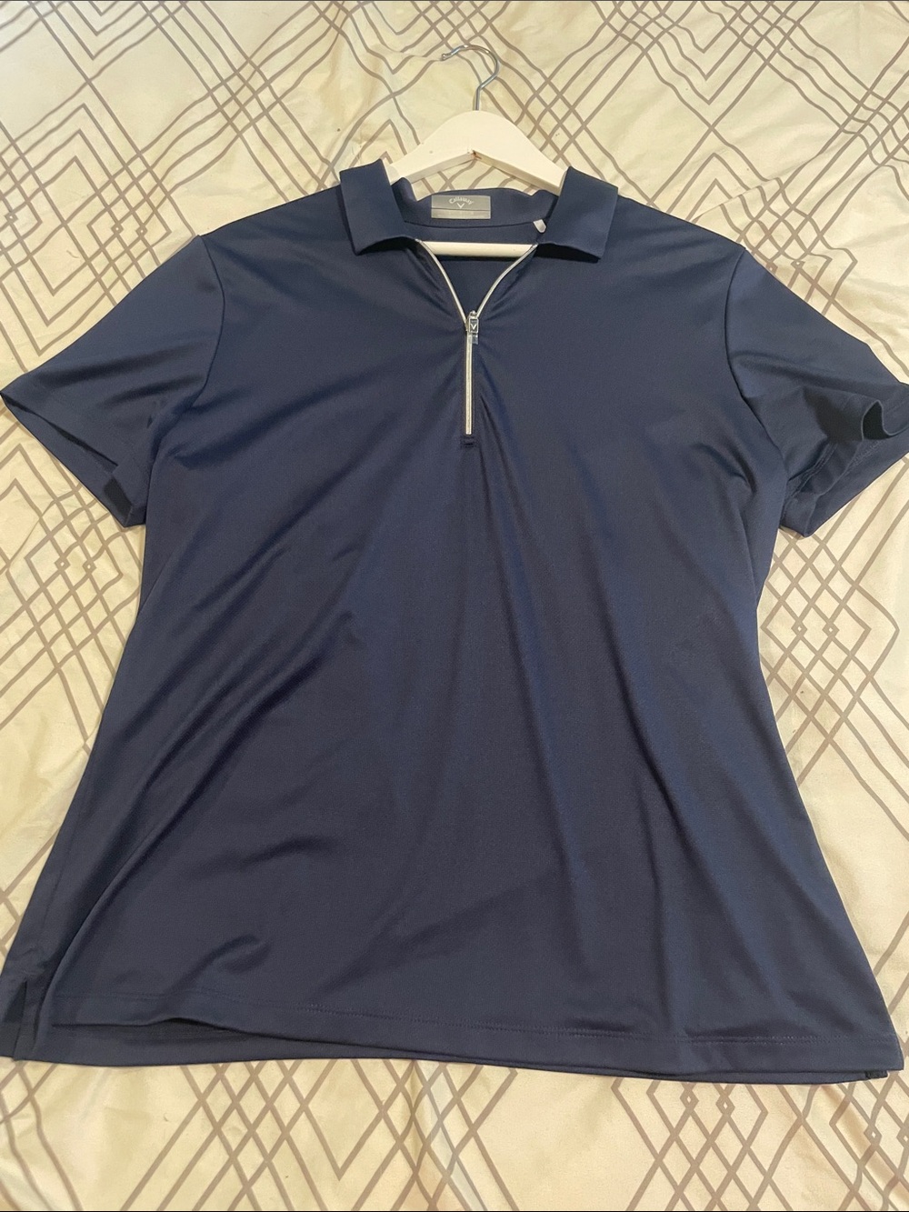 Callaway Navy Short-Sleeve Zip Polo